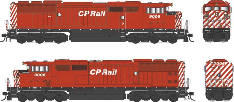 GMD SD40-2F - LokSound 5 and DCC - Executive Line -- Canadian Pacific #9019 (Action Red, white, black, No Multimark, 8" Stripes)