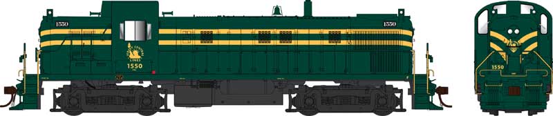 Alco RS3 Phase 2 - Standard DC -- Central Railroad of New Jersey #1553 (green, yellow stripes)