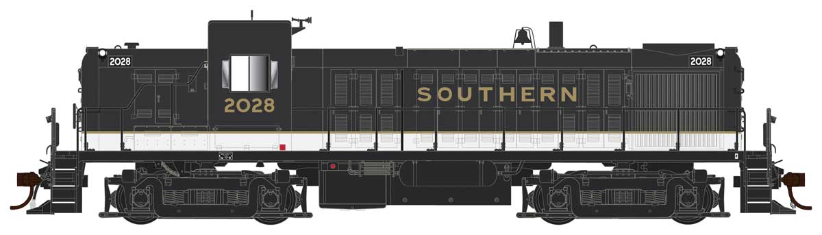 Alco RS3 Phase I - Standard DC -- Southern Railway #2034 (Tuxedo, black, white, gold)