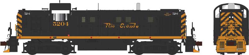 Alco RS3 Late Phase 2 - Sound and DCC -- Denver & Rio Grande Western #5204 (black, Aspen Gold, Flying Grande)