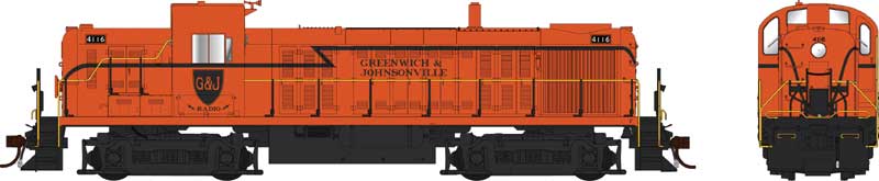 Alco RS3 Phase 1 - Standard DC -- Greenwich & Johnsonville #4116 (orange, black)