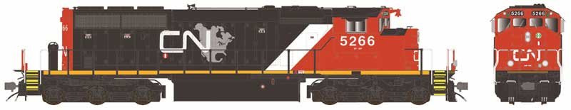 GMD SD40-2W No Dynamic Brakes - Standard DC -- Canadian National #5266 (2010s, black, white, red, North America Logo)