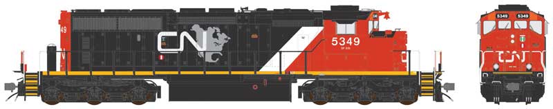 GMD SD40-2W With Dynamic Brakes & Straight Air - Standard DC -- Canadian National #5349 (2010s, black, white, red, North America Logo)