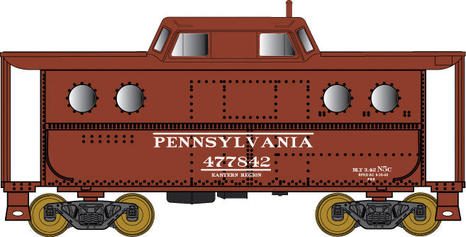 PRR Class N5C Steel Cabin Car (Caboose) - Ready to Run -- Pennsylvania Railroad #477842 (Eastern Region, Tuscan)