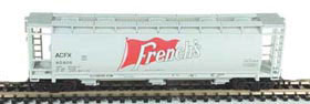 3-Bay Cylindrical Covered Hopper - Ready to Run - Executive Line -- French's ACFX #60927 (gray, red, Large Flag Logo)
