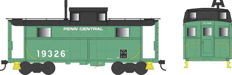 PRR Class N5 Steel Cabin Car (Caboose) - Ready to Run -- Penn Central #19233 (Jade Green, black)