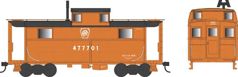 PRR Class N5 Steel Cabin Car (Caboose) - Ready to Run -- Pennsylvania Railroad #477701 (Focal Orange, Keystone Logo)