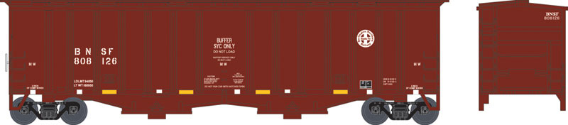 2-Bay Airslide Covered Hopper - Ready to Run -- Burlington Northern & Santa Fe #808135 (Buffer Car; Boxcar Red, Circle/Cross