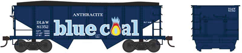 PRR Class GLa 2-Bay Open Hopper - Ready to Run -- Delaware, Lackawanna & Western 81498 (blue, orange, Blue Coal Fantasy Graphi