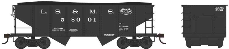 PRR Class GLa 2-Bay Open Hopper - Ready to Run -- Lake Shore & Michigan Southern NYC 58011 (black, NYC Lines Logo)