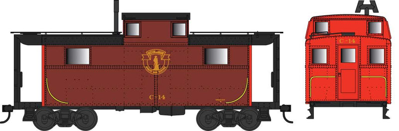 PRR Class N5 Steel Cabin Car (Caboose) - Ready to Run -- Boston & Maine C17 (Boxcar red, red, black, Minute Man Logo)