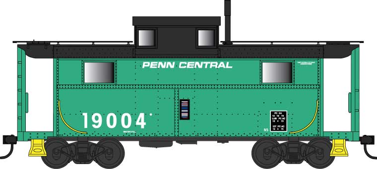 PRR Class N5 Steel Cabin Car (Caboose) - Ready to Run -- Penn Central 19004 (Jade Green, black, white, No Logo)