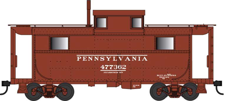 PRR Class N5 Steel Cabin Car (Caboose) - Ready to Run -- Pennsylvania Railroad 477380 (Early Tuscan)