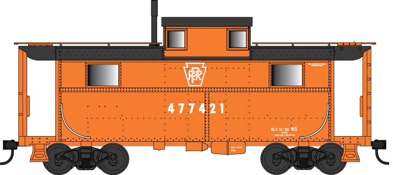 PRR Class N5 Steel Cabin Car (Caboose) - Ready to Run -- Pennsylvania Railroad Focal Orange 477421 (Focal Orange, Plain Keystone)