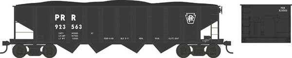 PRR Class H21a 4-Bay Hopper - Ready to Run -- Pennsylvania Railroad 923598 (Class H21a, Blt. 5-11, black, Block Lettering)