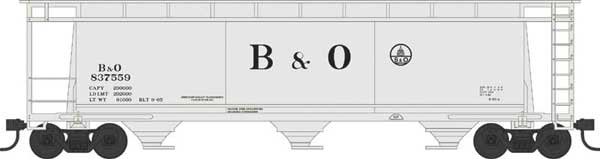 3-Bay Cylindrical Covered Hopper - Ready to Run - Executive Line -- Baltimore & Ohio 837559 (Blt. 9-65, gray, black, Small Capitol Logo)