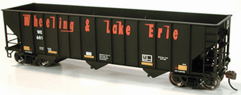 100-Ton 3-Bay Hopper - Ready to Run - Executive Line -- Wheeling & Lake Erie WE #510 (black, orange, yellow, Speed Lettering)