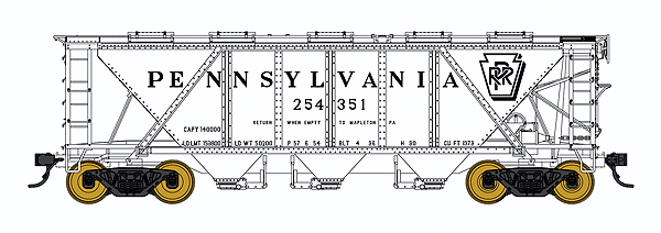 Pennsylvania Railroad Class H30 Covered Hopper - Ready to Run - Executive Line -- Pennsylvania Railroad #254351 (gray, Shadow Keystone)
