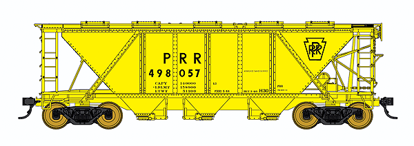 Pennsylvania Railroad Class H30 Covered Hopper - Ready to Run - Executive Line -- Pennsylvania Railroad #498051 (yellow, black, Keystone)