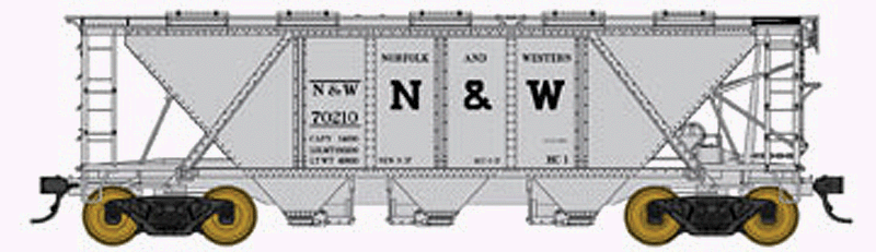 Pennsylvania Railroad Class H30 Covered Hopper - Ready to Run - Executive Line -- Norfolk & Western #70214 (gray, Block N&W)