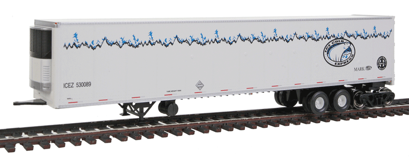 53' Dura Plate Reefer Roadrailer - Assembled - Executive Line -- Burlington Northern Santa Fe #530089 (white, blue, Ice Cold Express, Icicles