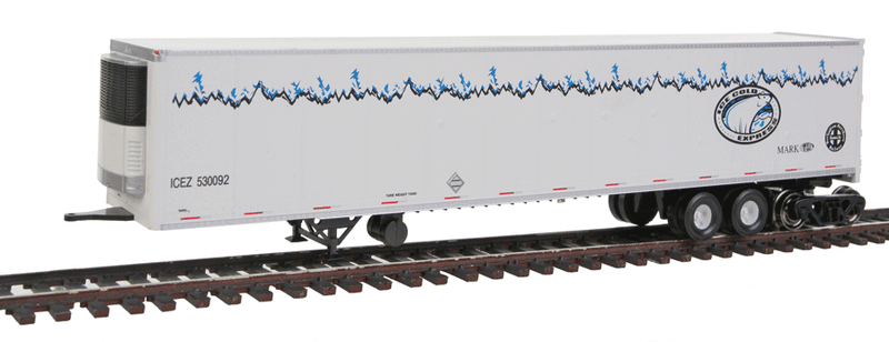53' Dura Plate Reefer Roadrailer - Assembled - Executive Line -- Burlington Northern Santa Fe #530092 (white, blue, Ice Cold Express, Icicles