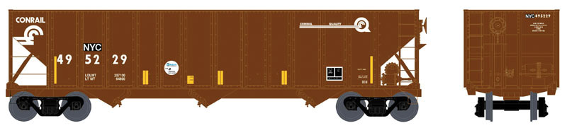 100-Ton 3-Bay Open Hopper - Ready to Run - Executive Line -- New York Central CR #495229 (Boxcar Red, white; Yellow Conspicuity Marks)