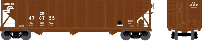 100-Ton 3-Bay Open Hopper - Ready to Run - Executive Line -- Conrail #478755 (Boxcar Red, white)