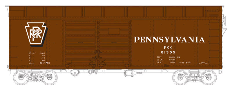 Class X31a Turtle-Roof Double-Door Boxcar - Ready to Run -- Pennsylvania Railroad #81345 (Tuscan, Shadow Keystone)