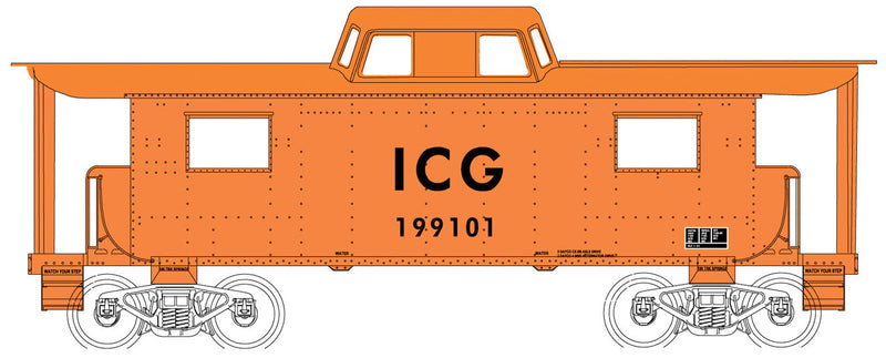 PRR N8 Caboose - Ready to Run - Executive Line -- Illinois Central Gulf #199101 (orange, black, ICG in Thin Lettering, No Logo