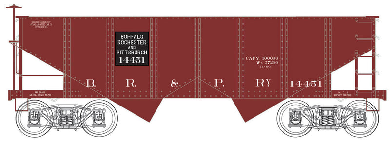 PRR Class GLa 2-Bay Open Hopper - Ready to Run - Executive Line -- Buffalo, Rochester & Pittsburgh #14454 (Mineral Red, black)