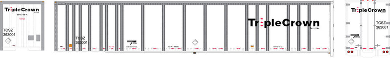 53' Plate-Wall RoadRailer(R) - Ready to Run - Executive Line -- Norfolk Southern/Triple Crown #463483 (white; Medium TC Logo, NS Logo)