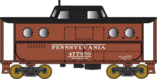 PRR Class N5C Steel Cabin Car (Caboose) - Ready to Run -- Pennsylvania Railroad #477855 (Eastern Region, Tuscan, black)
