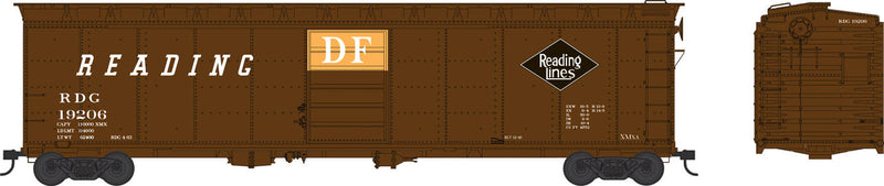 50' Single-Door Boxcar - Ready to Run -- Reading #19243 (Boxcar Red, black, orange, DF Markings, Black Diamond Logo)