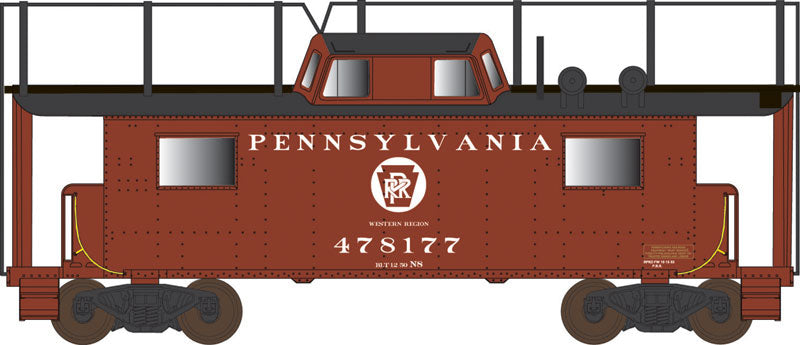 PRR Class N8 Steel Center-Cupola Cabin Car (Caboose) - Ready to Run -- Pennsylvania Railroad #478177 (Western Region w/Antenna, Circle Keystone)