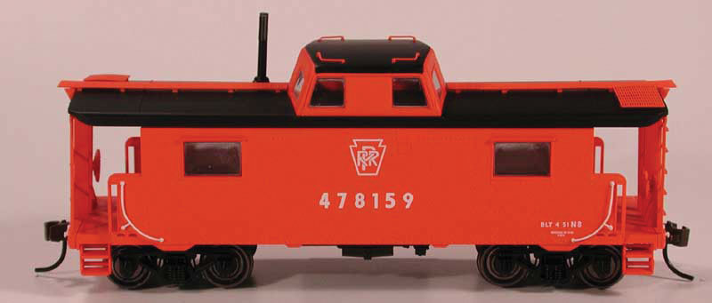 PRR Class N8 Steel Center-Cupola Cabin Car (Caboose) - Ready to Run -- Pennsylvania Railroad #478205 (Focal Orange w/Antenna, black, Plain Keystone