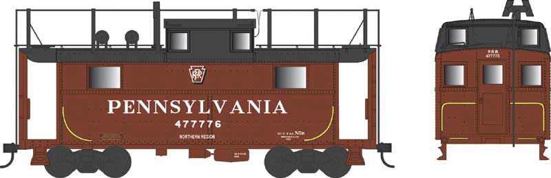 PRR Class N5 Steel Cabin Car (Caboose) - Ready to Run -- Pennsylvania Railroad #477801 (Tuscan, Shadow Keystone, Trainphone Antenna)