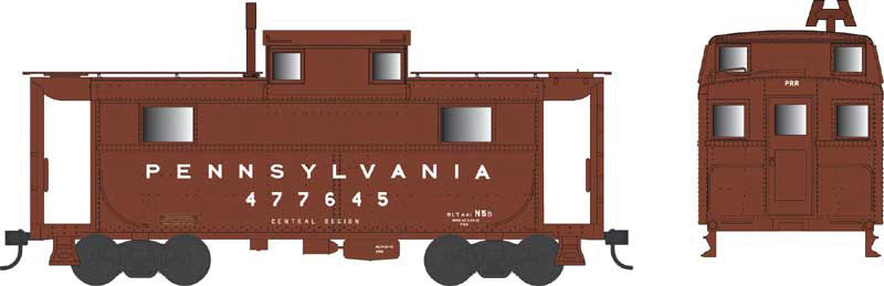 PRR Class N5 Steel Cabin Car (Caboose) - Ready to Run -- Pennsylvania Railroad #477345 (Tuscan, Futura Lettering)