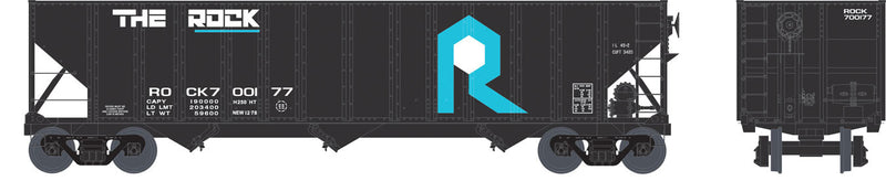 100-Ton 3-Bay Hopper - Ready to Run - Executive Line -- Rock Island #700180 (black, blue, white)
