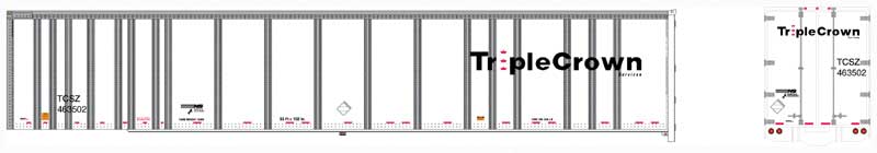 53' Platewall RoadRailer Trailer - Ready to Run -- Norfolk Southern Triple Crown 463510 (white, black, red, Medium Logo)