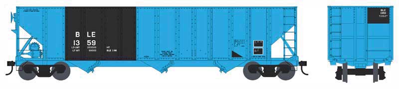 100-Ton 3-Bay Open Hopper - Ready to Run - Executive Line -- Bessemer & Lake Erie 1359 (Ex-RI, blue, black)