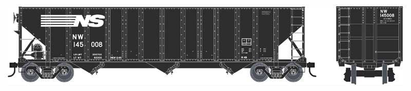 100-Ton 3-Bay Open Hopper - Ready to Run - Executive Line -- Norfolk Southern N&W 145122 (black, white)