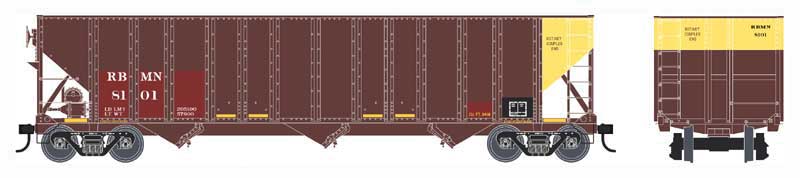 100-Ton 3-Bay Open Hopper - Ready to Run - Executive Line -- Reading, Blue Mountain & Northern 8118 (Ex-PPLX, Boxcar Red, yellow)