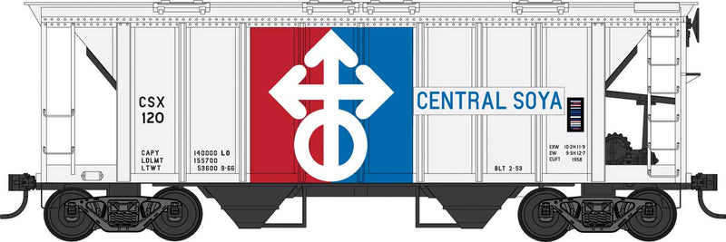 70-Ton 2-Bay Covered Hopper with Closed Sides - Ready to Run -- Central Soya CSYX #133 (red, white, blue)