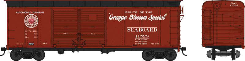 Class X-31a 40' Double-Door Flush-Roof Boxcar - Ready to Run -- Seaboard Air Line 11580 (Boxcar Red, black, Orange Blossom Slogan)