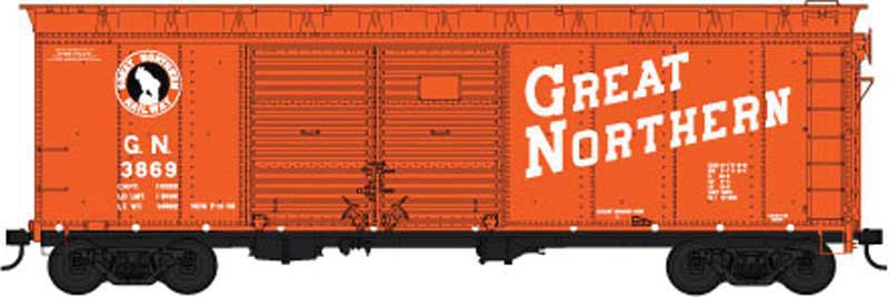40' Double-Door Steel Boxcar - Ready to Run -- Great Northern 3895 (red, Billboard Slanted Lettering, Small Rocky Logo)