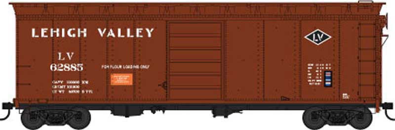 40' Single-Door Steel Boxcar - Ready to Run -- Lehigh Valley 62967 (Boxcar Red, black Diamond Logo)