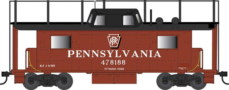 PRR Class N8 Steel Center-Cupola Cabin Car (Caboose) - Ready to Run -- Pennsylvania Railroad 478206 (Pittsburgh, Tuscan, black, Antenna, Shadow Key