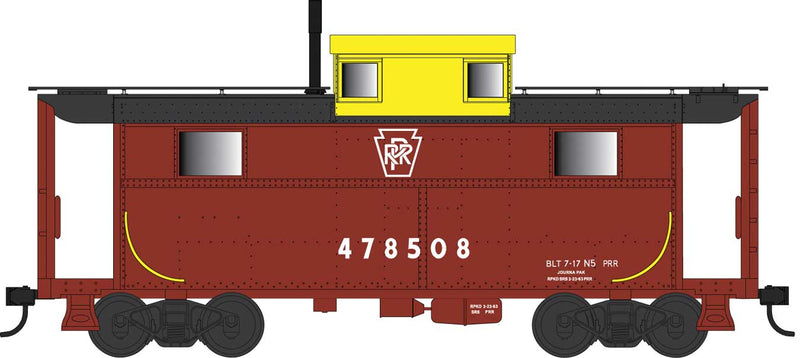 PRR Class N5 Steel Cabin Car (Caboose) - Ready to Run -- Pennsylvania Railroad 478517 (Tuscan, Plain Keystone, yellow Cupola)
