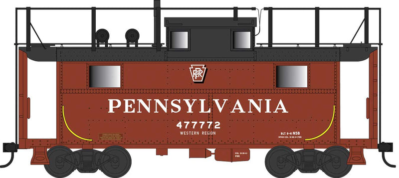 PRR Class N5 Steel Cabin Car (Caboose) - Ready to Run -- Pennsylvania Railroad 477772 (Western region, black, Train Phone Antenna)